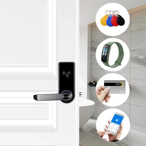 Electronic Door Lock with Key Mortise Door Handle RFID Smart Lock for Hotel