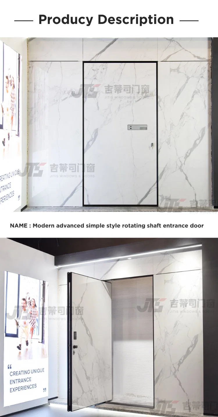 Aluminum Frame Insulated Entrace Door Villa House Custom Slated Stone Panel Entry Pivot Door