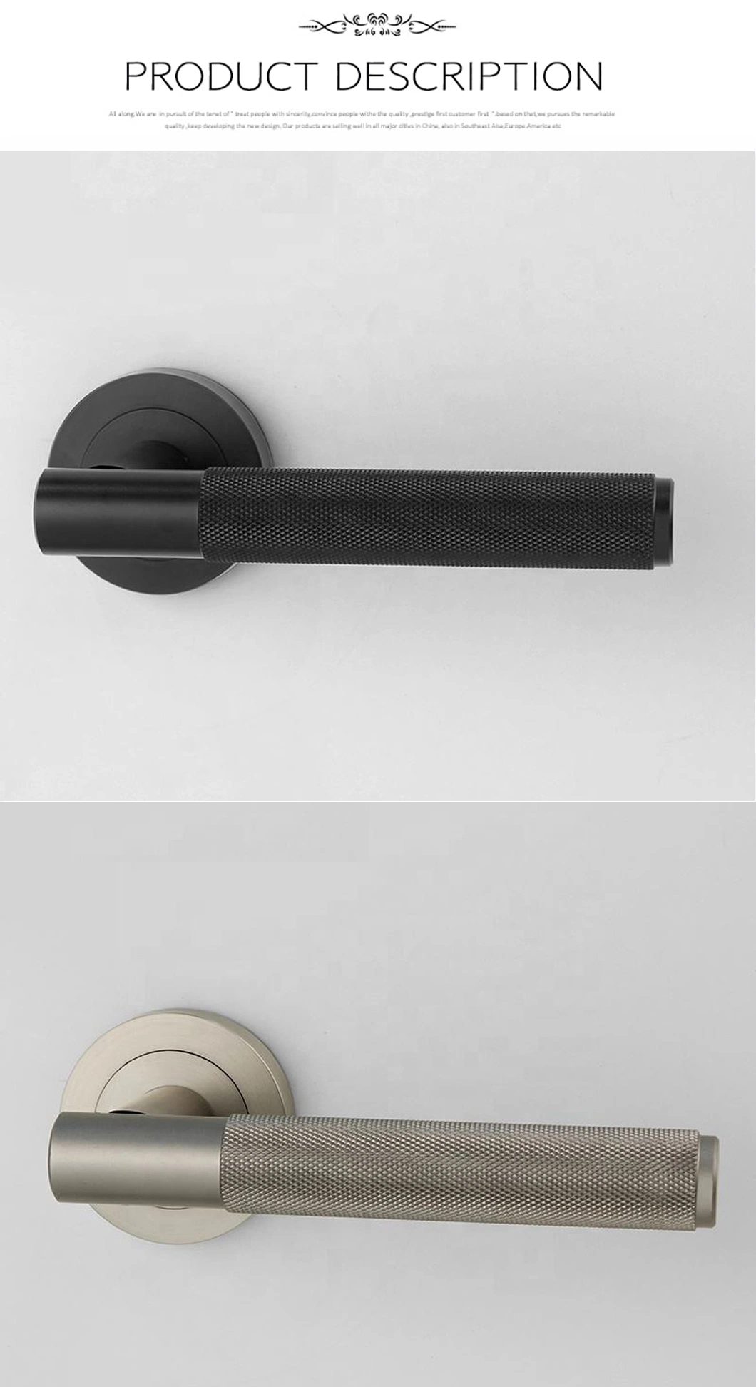 Modern Knurled Door Handles Gold Black Colour Aluminum Door Lever Handle