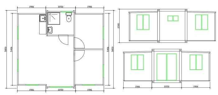 Modern 2 Bedroom 20FT Australia Folding Expandable Container House