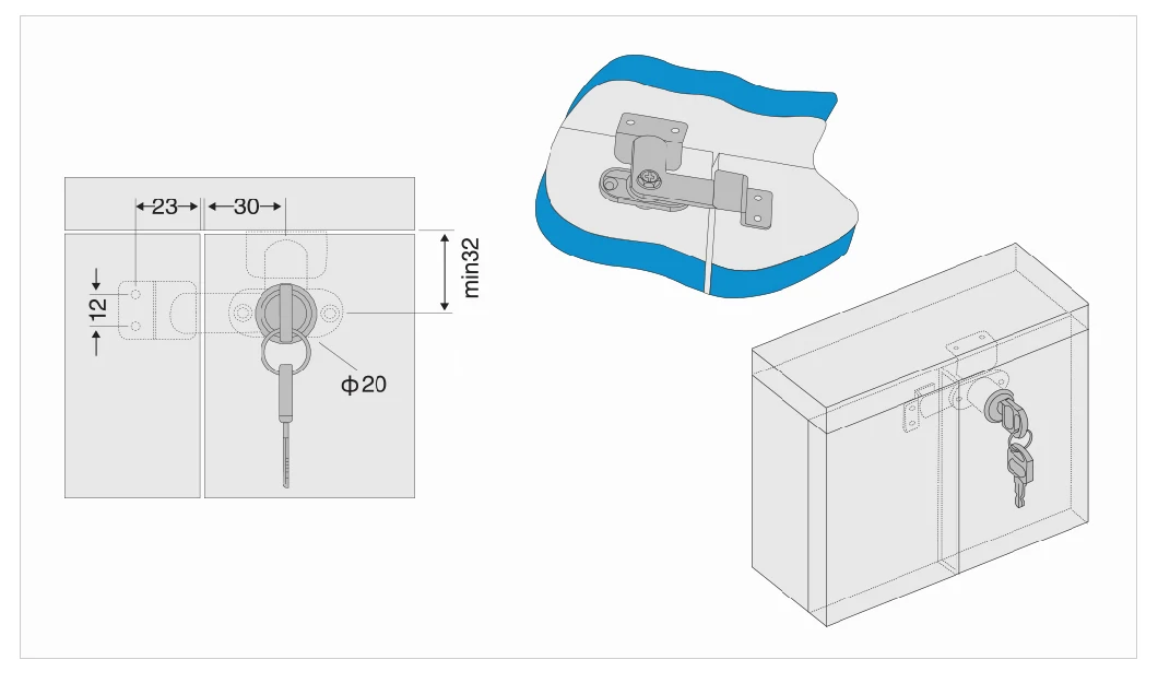 208 High Quality Double Door Cabinet Lock for Wooden Cabinet Door