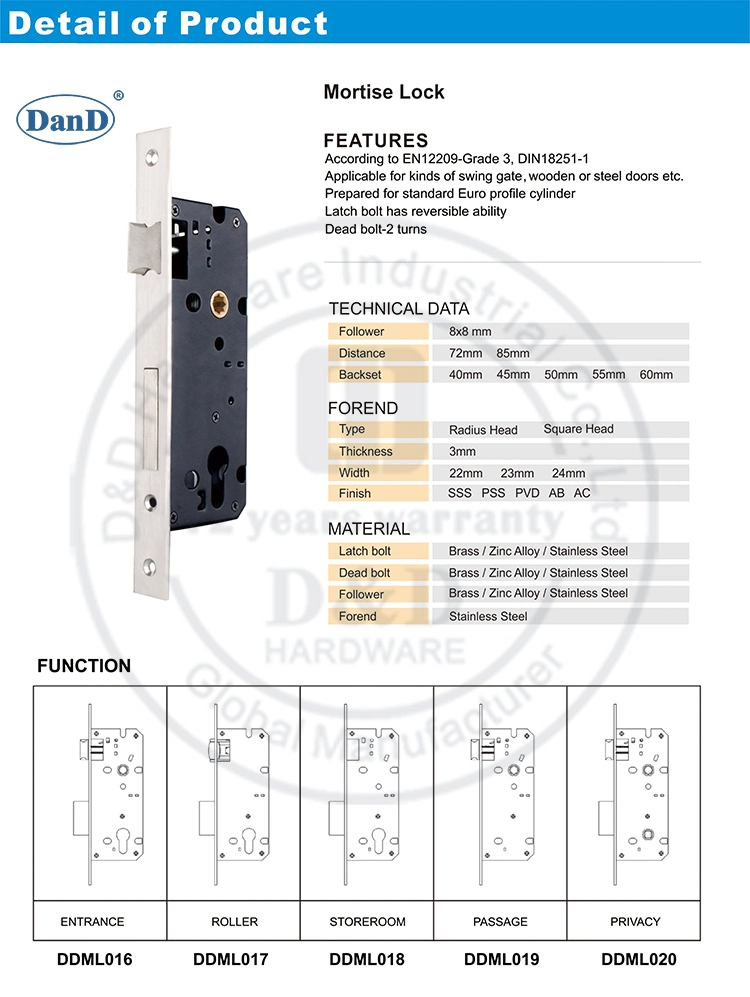 Euro Safe Best Black Steel Follower House Bedroom Door Lock