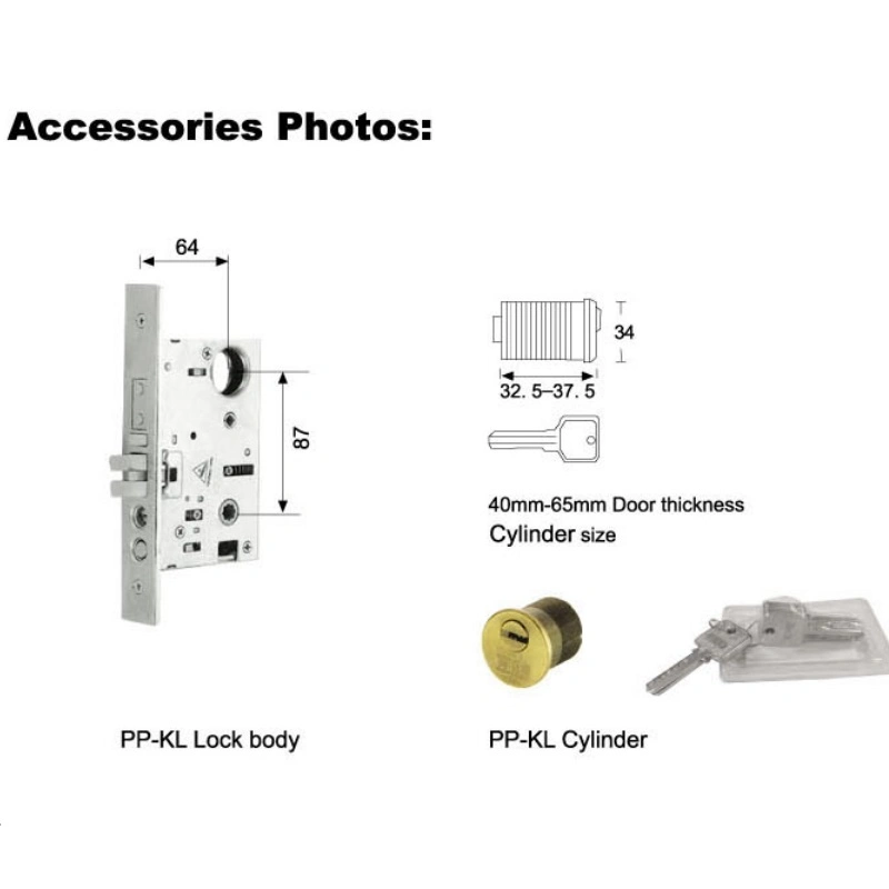 Customized Stainless Steel/Zinc Alloy/Brass Security Mortise Door Lock Handle Set