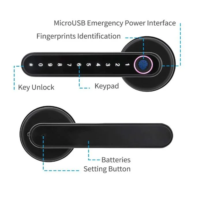 Fingerprint Lock with Touchscreen Digital Lever Lock Keyless Entry Front Door Knob with Keypad Suitable for Home and Hotel