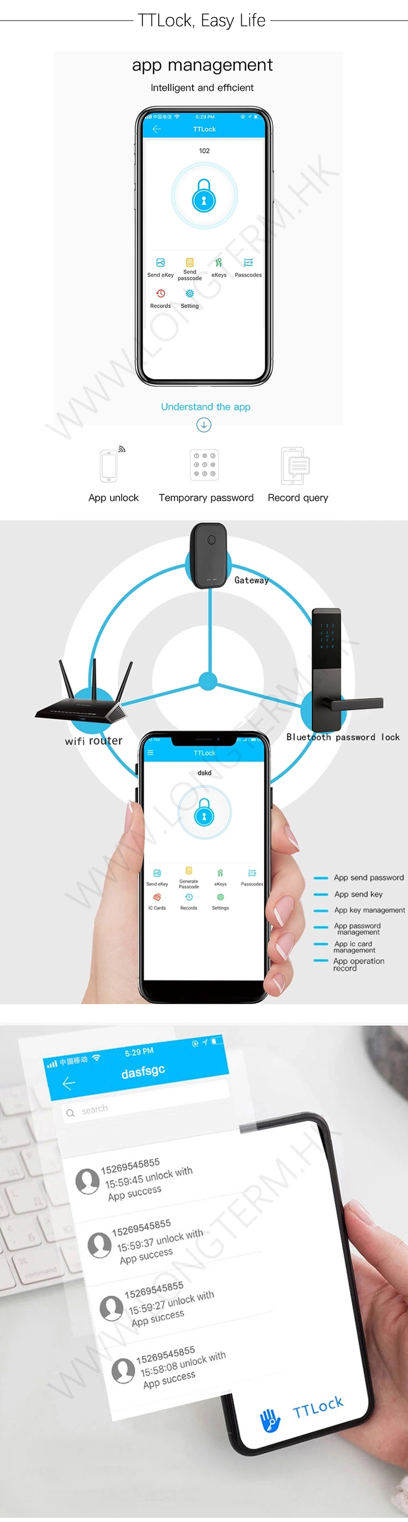 S0101 Electronic Smart Lock Biometric Lock with Fingerprint/Free APP/IC Card/Key/Code Door Lock for Front Door Home Office