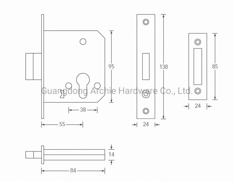 (C03 Series) Luxury Brass Copper Home Golden Mortise Door Handle Lever Door Lock