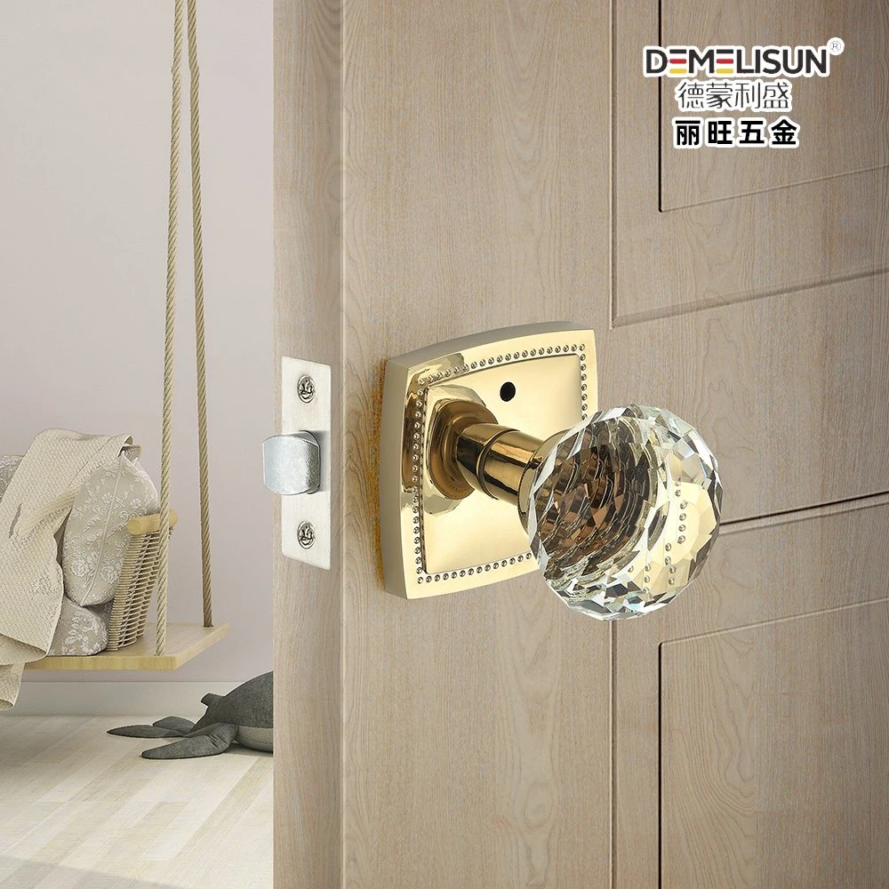 Wenzhou Liwang Luxury Decorative Crystal Bedroom Door Handle with Zinc Alloy Body and Crystal Grip