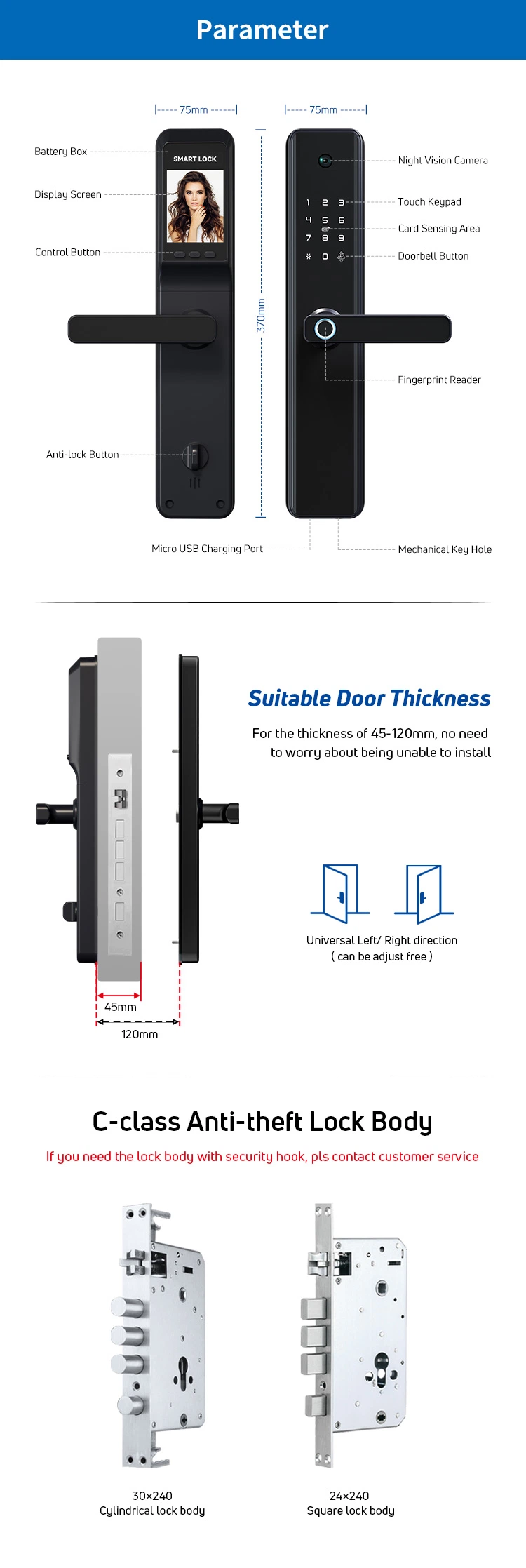 Tuya WiFi Smart Home Fingerprint Lock with Camera