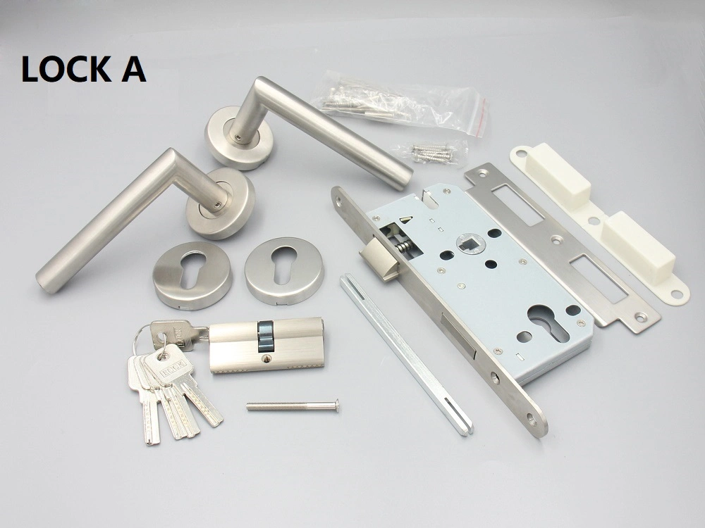 Stainless Steel 304 Door Handle Lock Set with Good Quality Mortise and Brass Cylinder Add 5PCS of Keys