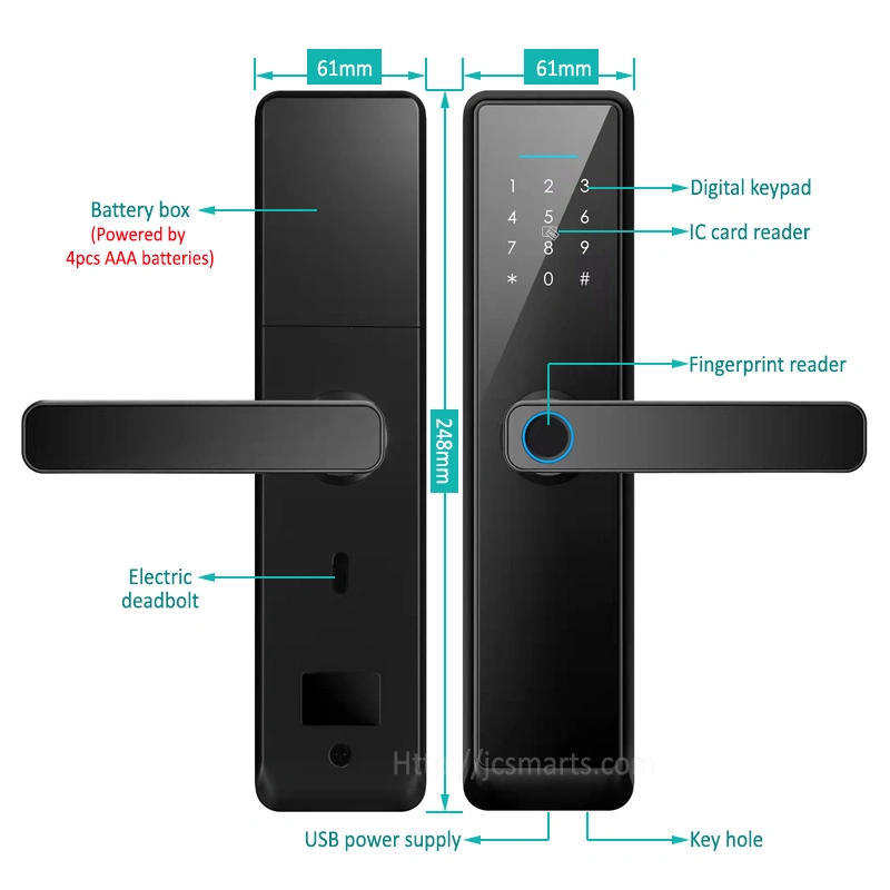 Anti-Thieft Tuya WiFi Biometric Fingerprint Smart Door Lock for Apartments