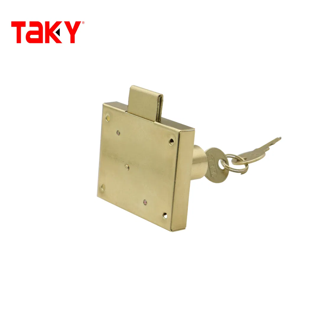 Taky Low Price Door Lock Golden Metal Rim Door Single Door Lock