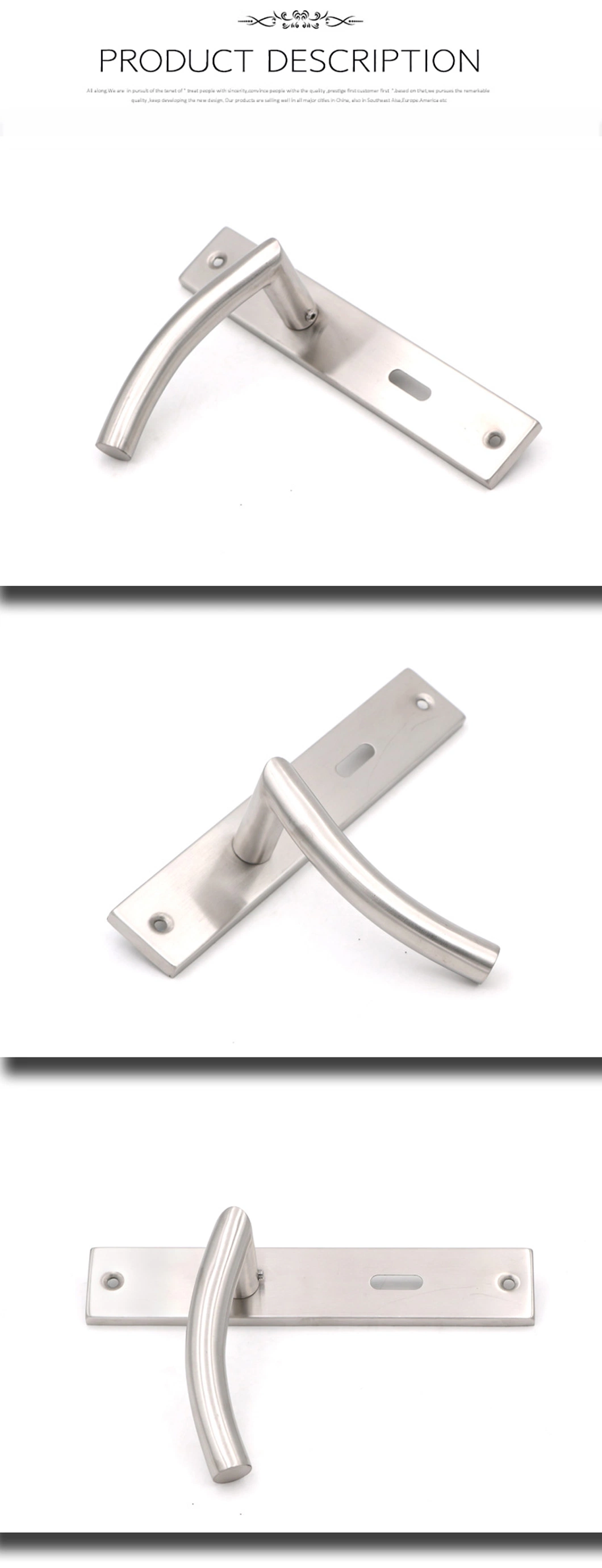 Stainless Steel Hollow Tube Lever Door Handle for Wooden Door