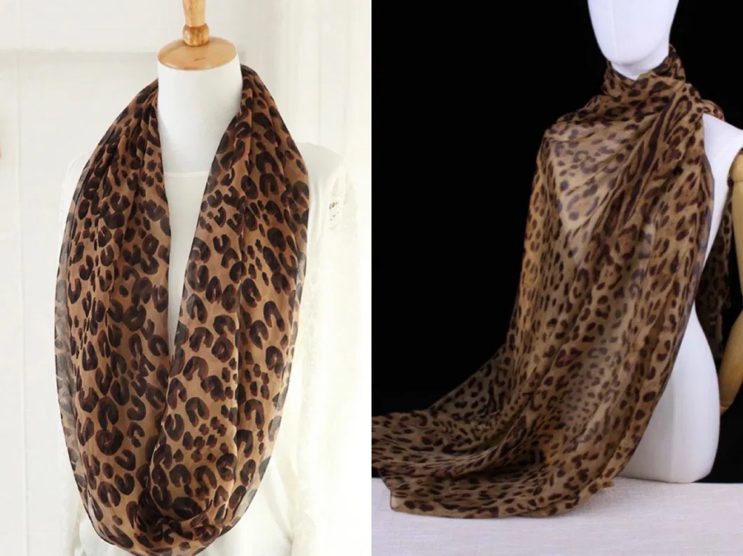 China Wholesale Market Polyester Textile Fabric Fashion Dress/Scarf/Shawl Fabric Digital Textile Printing Leopard Chiffon Fabric for Garment