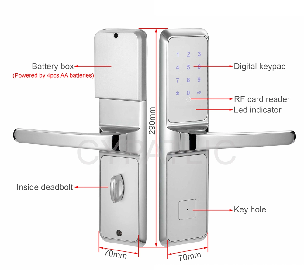 Bluetooth Ttlock APP Wireless Digital Keypad Smart Lock with Handle