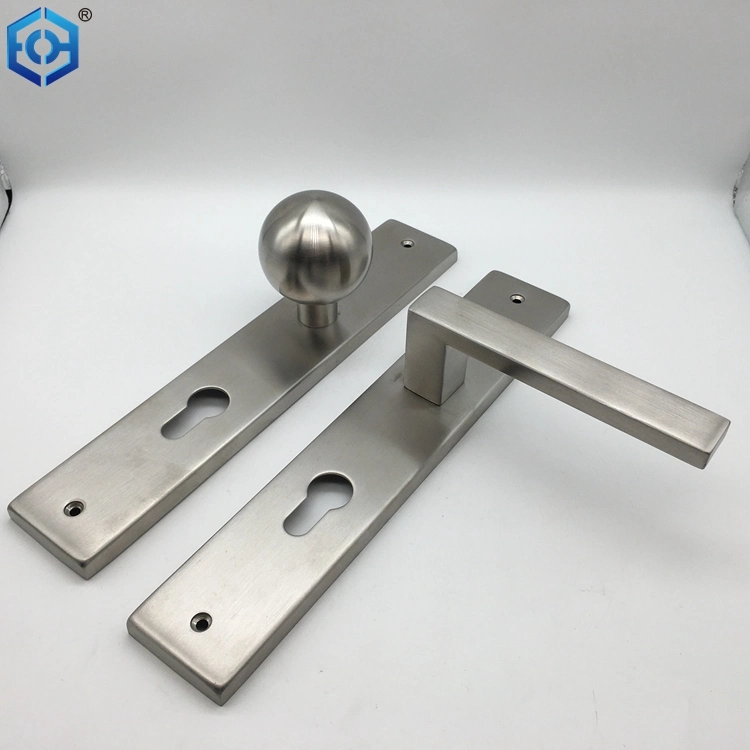 Stainless Steel Door Handles L Shape on Rectangular Shield Plate