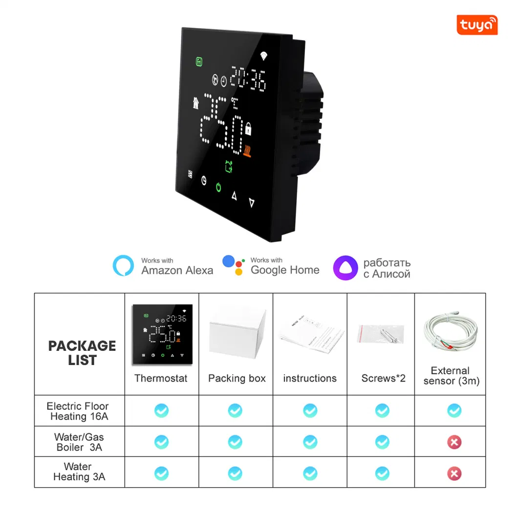 Smart Programmable WiFi Thermostat for Gas Boiler Underfloor Water Heating Controller Alexa Voice Kit