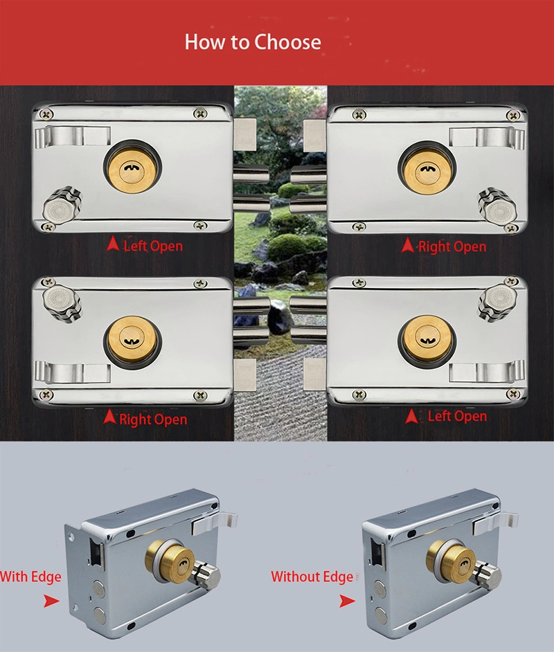 OEM ODM Security Anti-Theft Access Control System Inside Latch Door Rim Lock Brass Cylinder Rim Door Lock Set with Keys