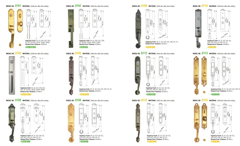 High Security Big Size Panel Handle Door Lock for Entry Door