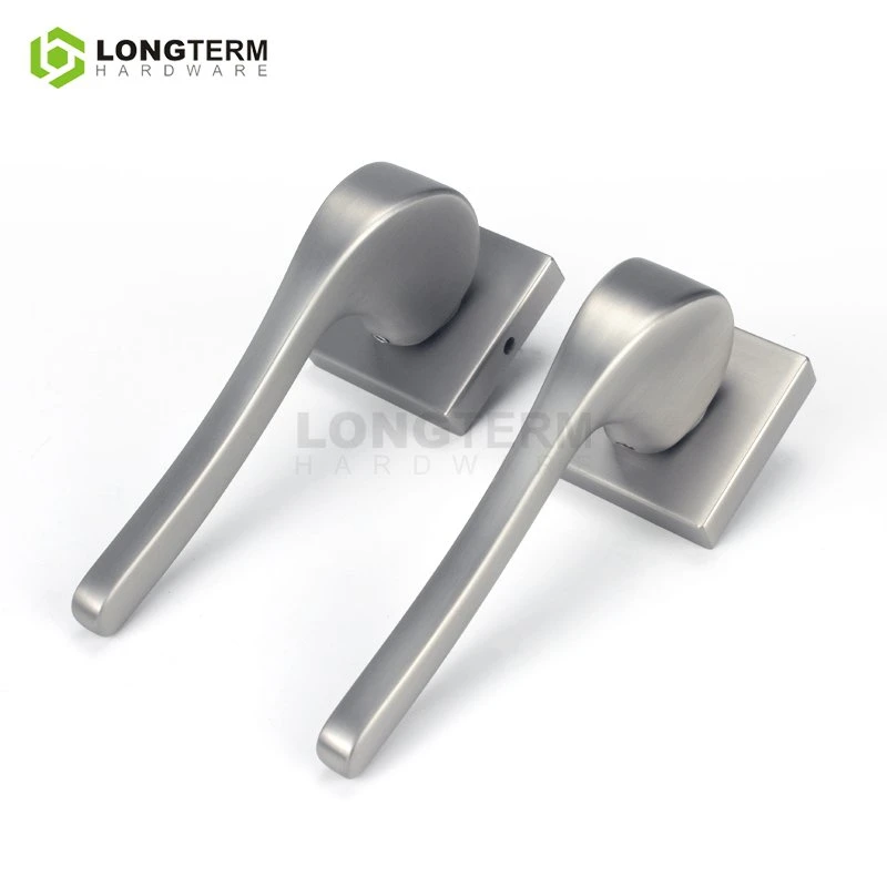 Zinc Alloy Modern Unique Lever Full Door Handle Set on Square Rosette