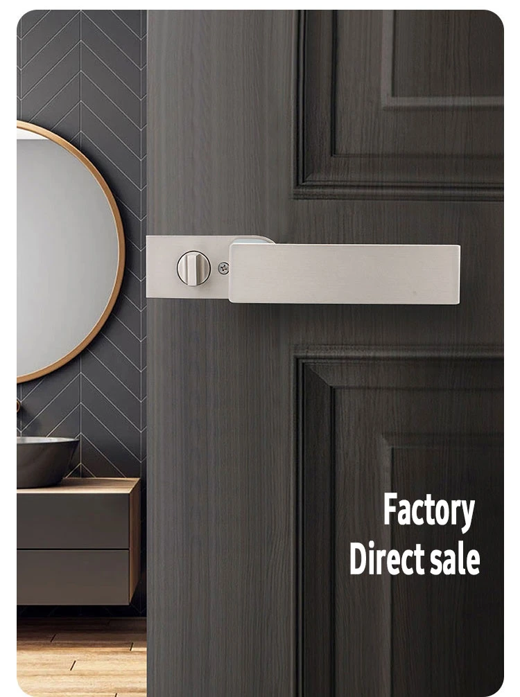 Modern Bedroom Gold Privacy Door Lock Solid Square Pull Handles