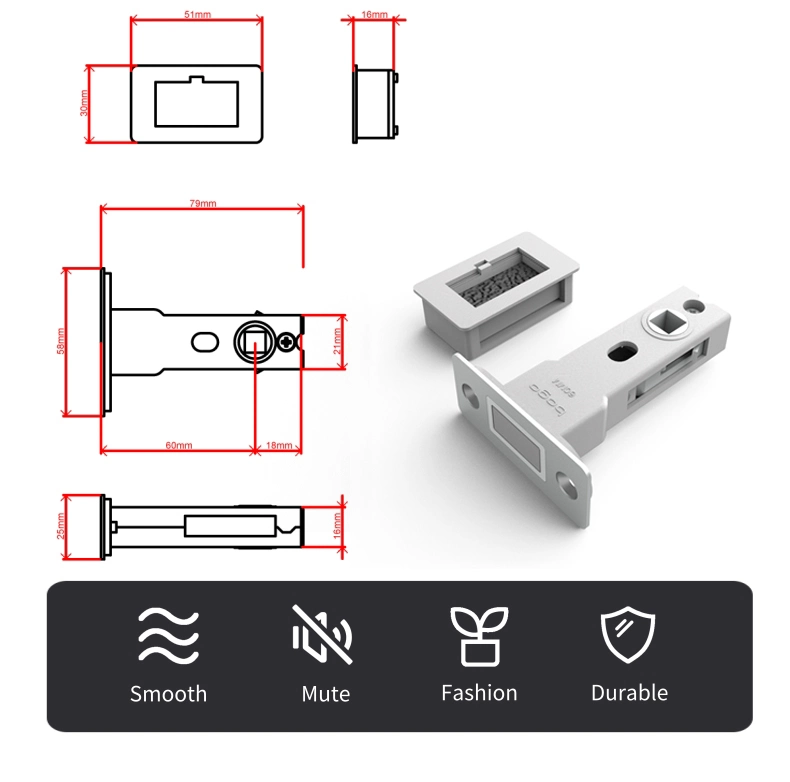 Aluminum Style Main Door Handles Bedroom Door Handle Lock