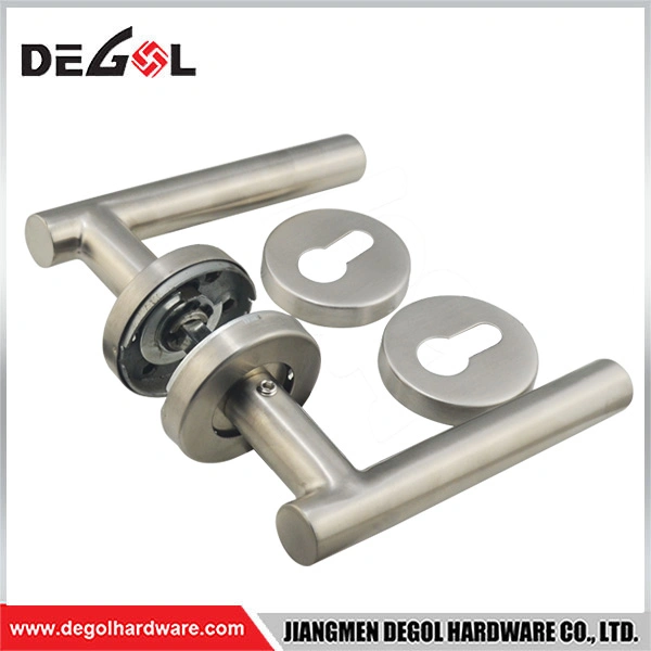 Main Design Lever Door Handle Lock Set Stainless Steel for Wooden Door