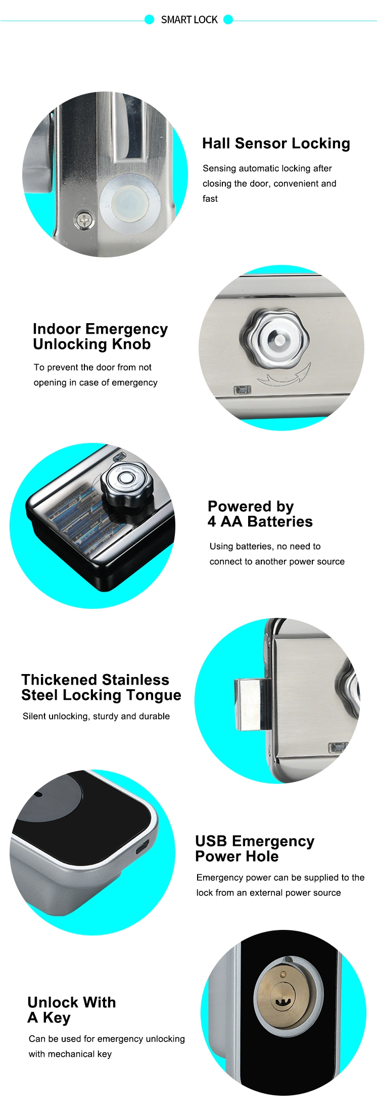 Home Apartment Tuya Tt Lock APP Smart Lock Waterproof Fingerprint Biometric Keypad Digital Door Lock