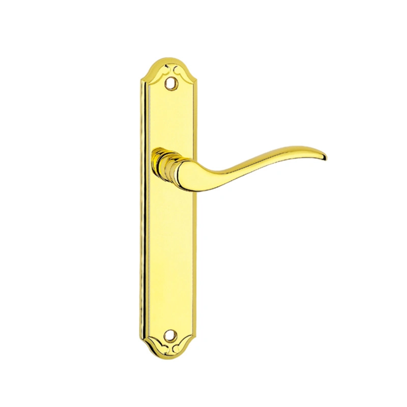 Wen Zhou Door Locks Aluminum Zinc Alloy Interior Gold Door Handle with Plate