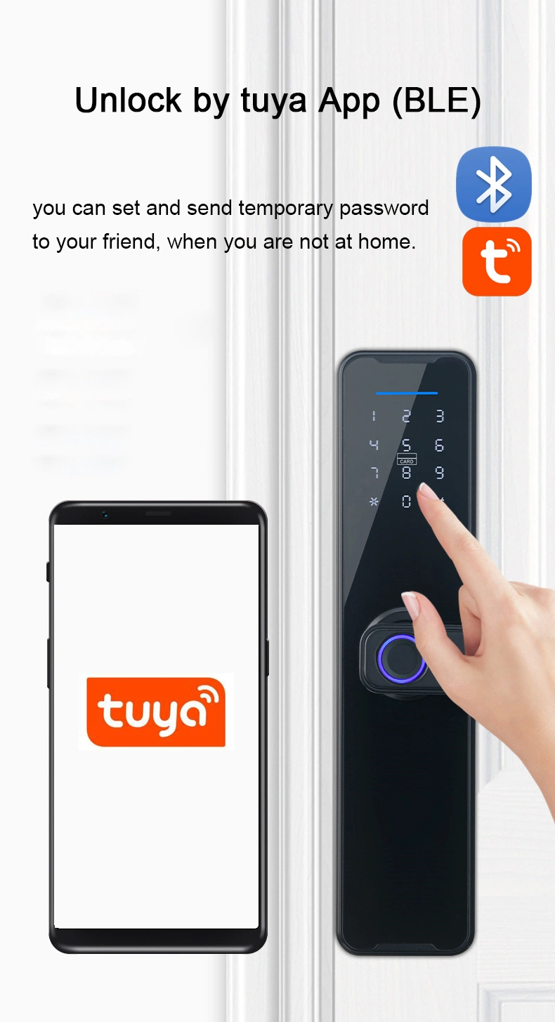 Tuya APP Remote Home Biometric Fingerprint Smart Card Glass Door Lock Electronic Access Control Smart Lock