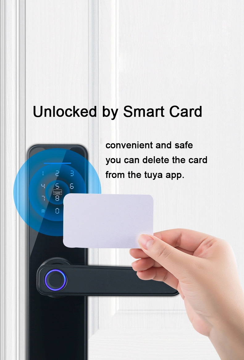 Tuya APP Remote Home Biometric Fingerprint Smart Card Glass Door Lock Electronic Access Control Smart Lock