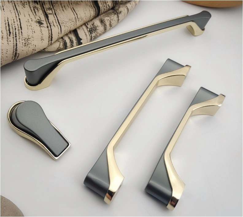 Square Modern Simple Golden Furniture Door Zinc Alloy Cabinet Handle