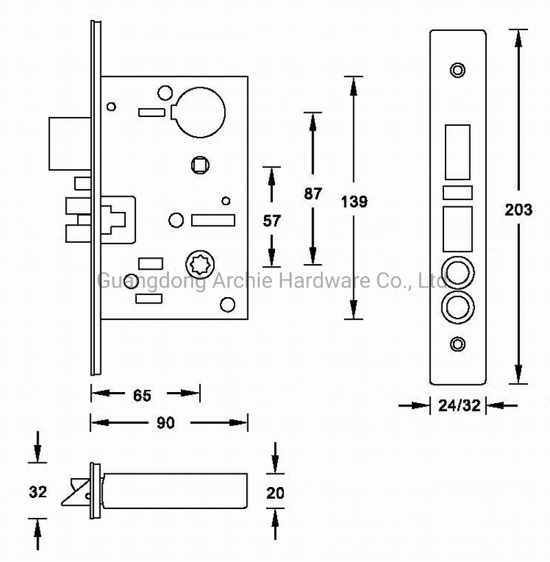 (C02 Series) Luxury Copper Antique Brass Mortise Amercian Style Door Security Lock