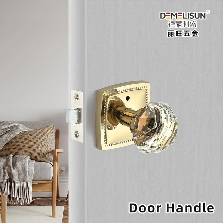 Wenzhou Liwang Luxury Decorative Crystal Bedroom Door Handle with Zinc Alloy Body and Crystal Grip