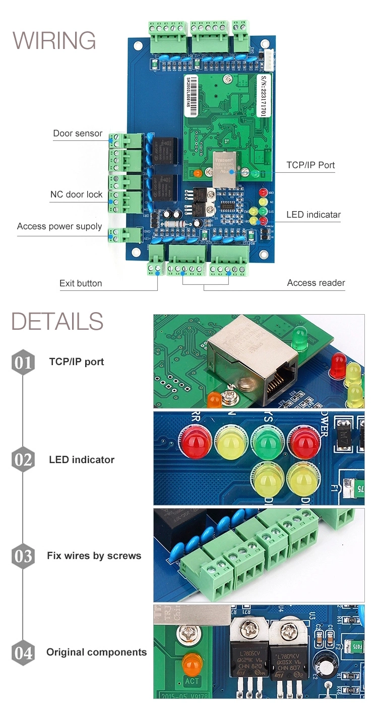 4-Door Facial Recognition Metal Smart Card Fingerprint Biometric RFID Door Access Control System