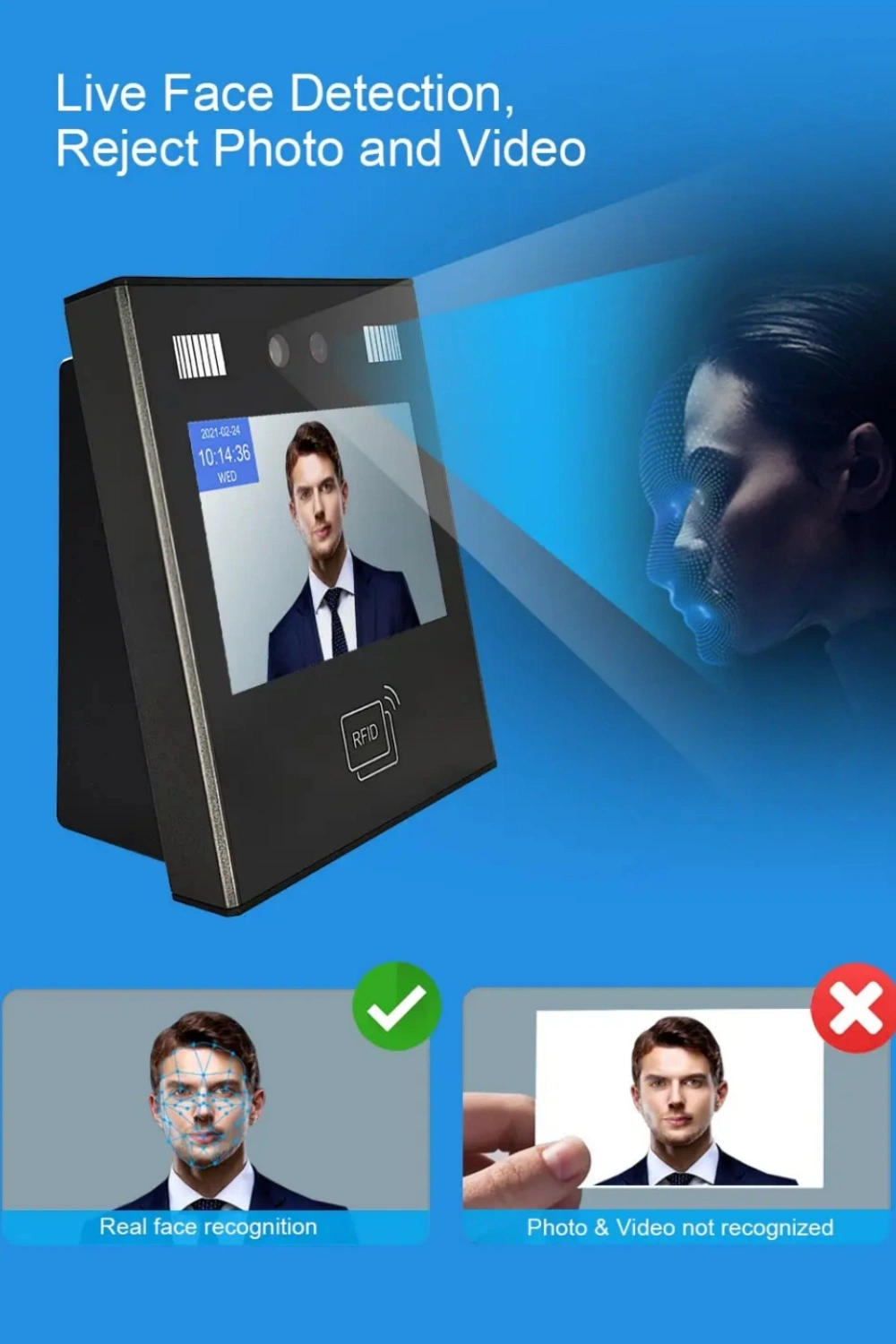 Smart Touch Screen Sdk Qr Biometric Facial Recognition Attendance Access Control System Face Recognition