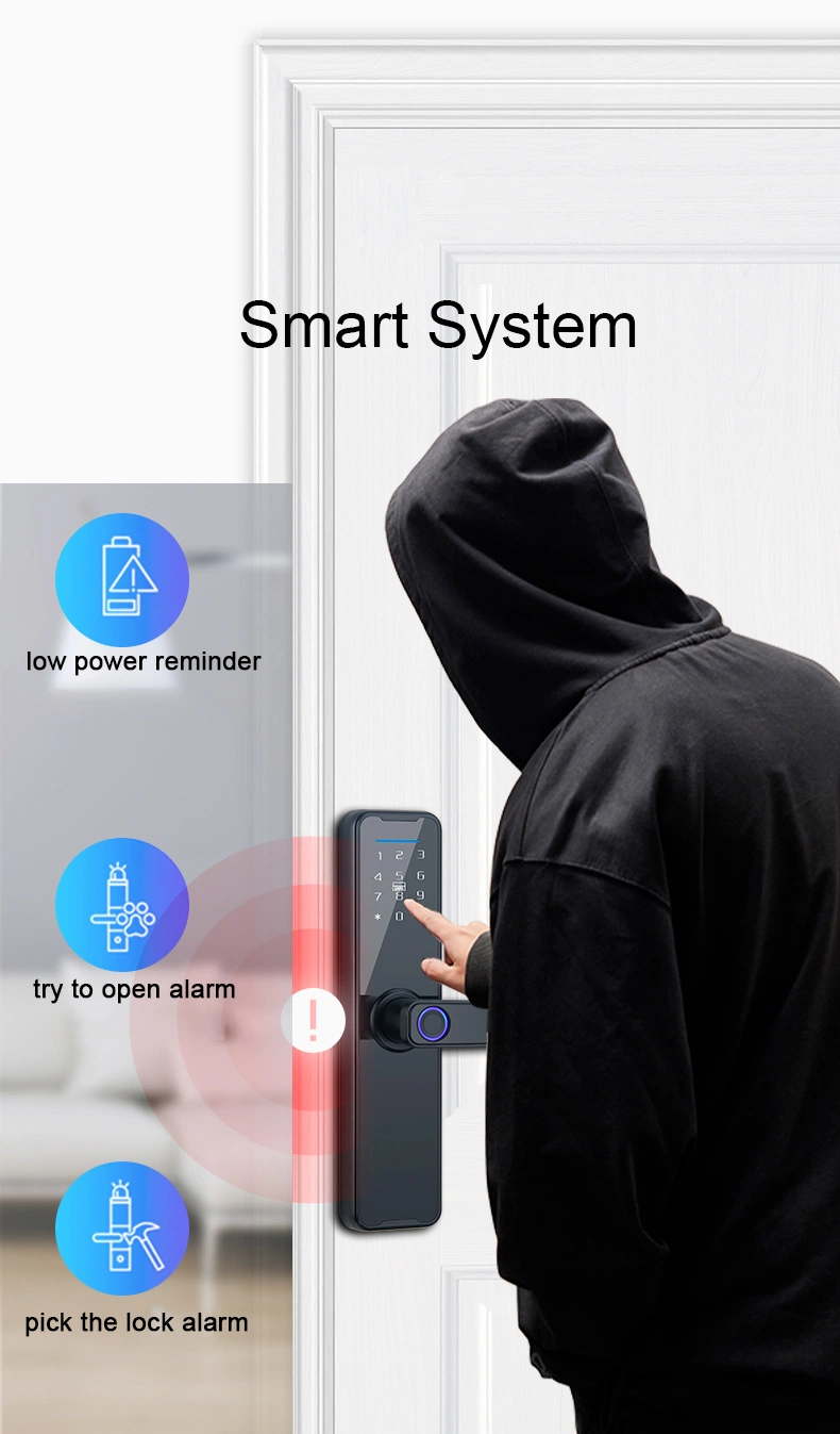 Tuya APP Remote Home Biometric Fingerprint Smart Card Glass Door Lock Electronic Access Control Smart Lock