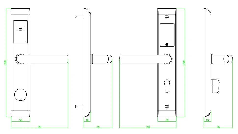 Digital Electronic Keyless Smart RFID Card Hotel Door Lock with Free Hotel Management Software System