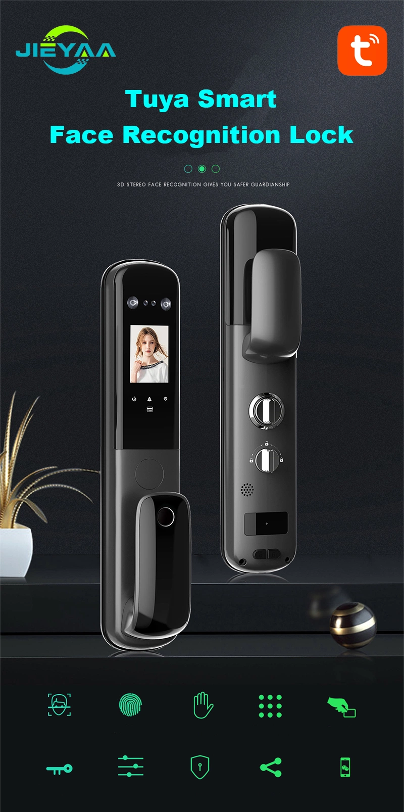 WiFi Smart Door Lock Tuya APP Face Recognition Smart Lock for Smart Home