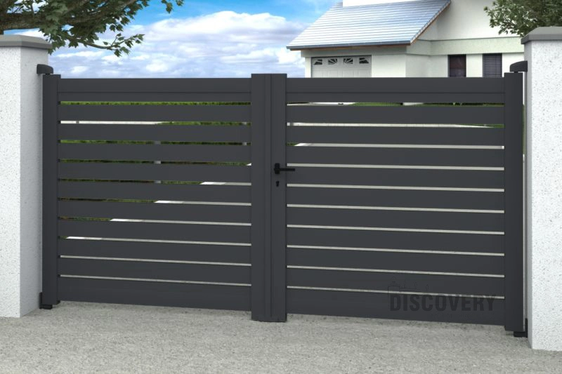 Factory Main Gate Design Powder Coated Double Swing Aluminum Gates