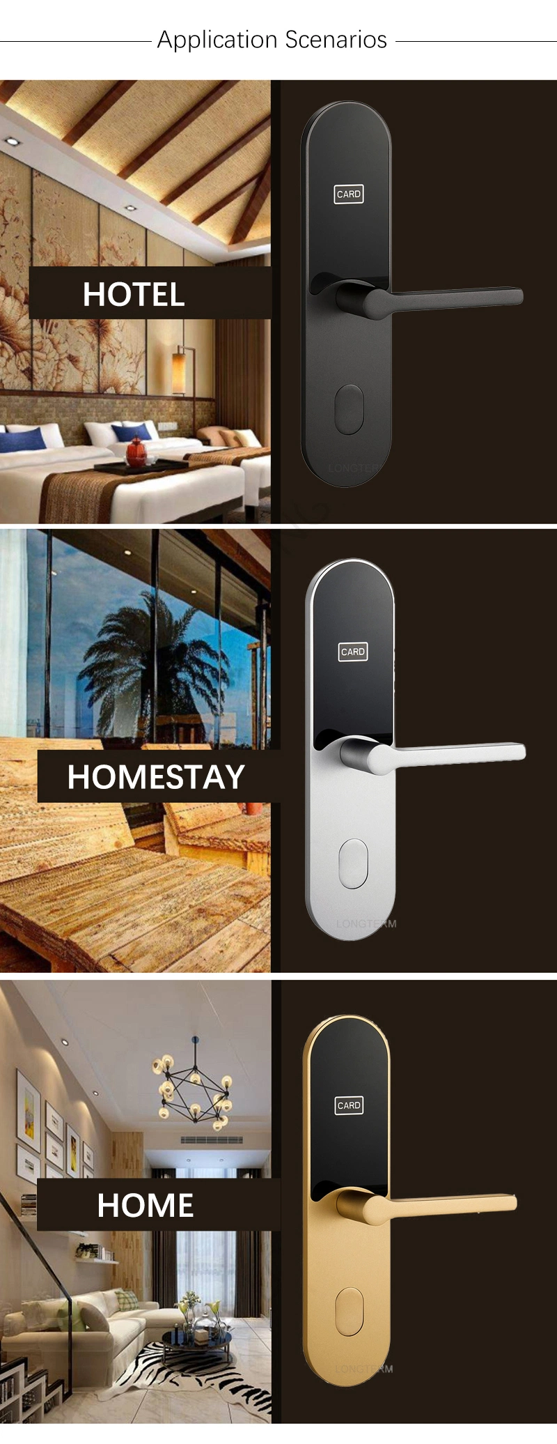 Aluminum Electronic Bluetooth Smart Lock Biometric Lock with Fingerprint/Free APP/IC Card/Key/Code Door Lock for Front Door Home Office