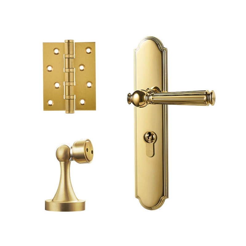 Chinese Manufacturers Custom Mute All Copper Room Wooden Door Lock Gold Home Door Handle