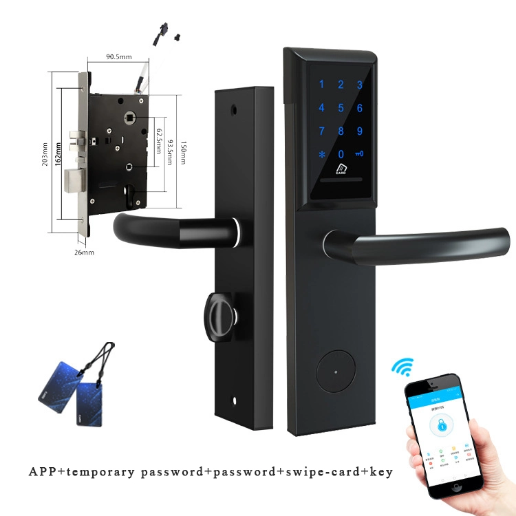 APP Temporary Password Password Swipe-Card Key 6 in 1 Touchscreen Keypad Digital Smart Door Lock