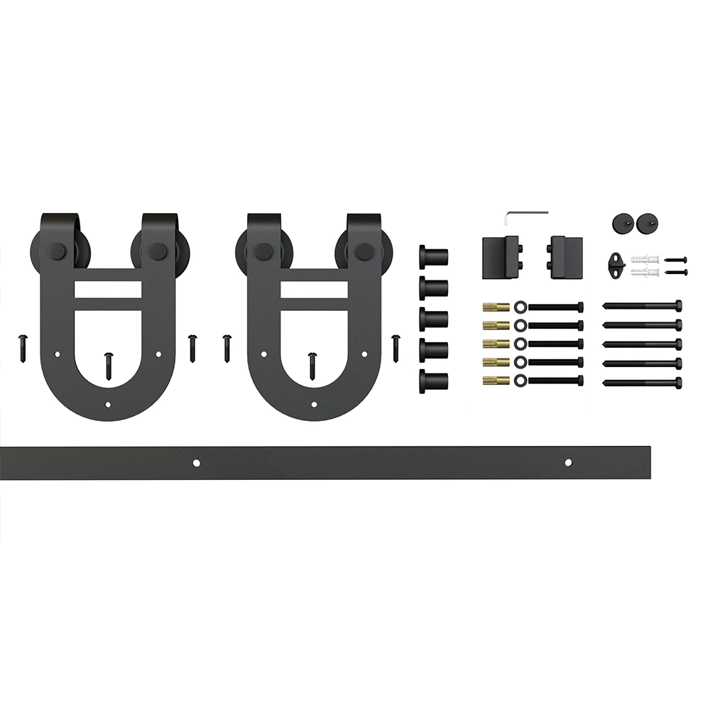 Black Vintage Horseshoe Design Sliding Barn Door Hardware