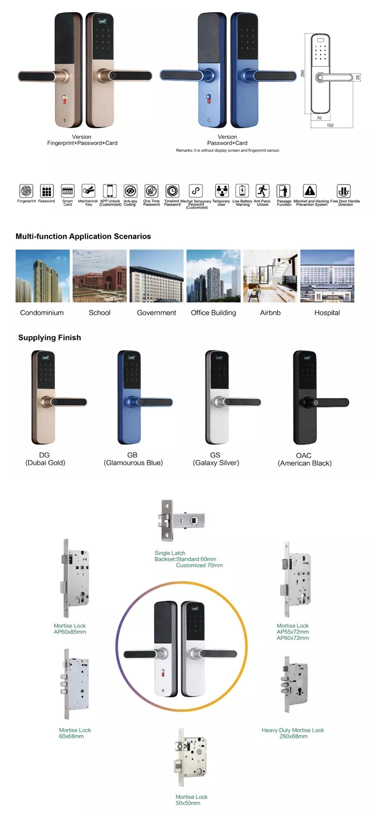 Fingerprint Passward Entry Door Handle Keyless Smart Lock