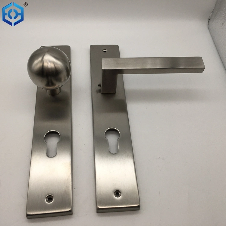 Stainless Steel Door Handles L Shape on Rectangular Shield Plate