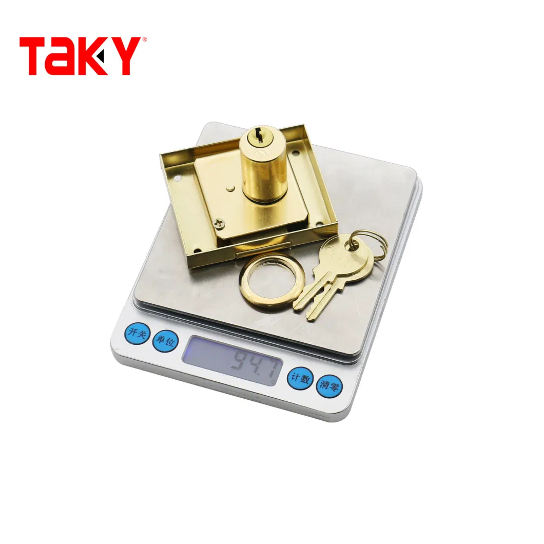 Taky Low Price Door Lock Golden Metal Rim Door Single Door Lock