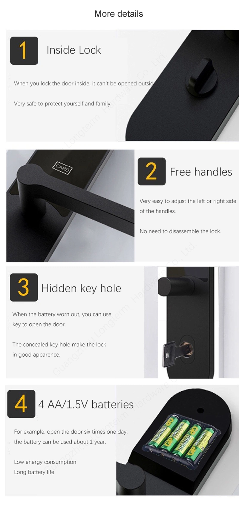 Aluminum Electronic Bluetooth Smart Lock Biometric Lock with Fingerprint/Free APP/IC Card/Key/Code Door Lock for Front Door Home Office