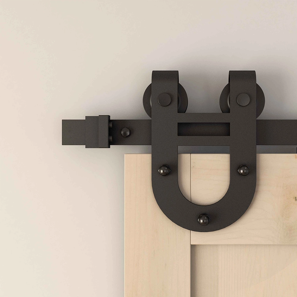 Black Vintage Horseshoe Design Sliding Barn Door Hardware