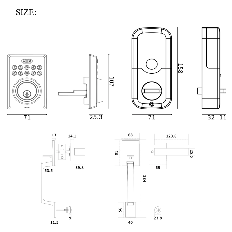 60-70mm Adjustable Latch Tuya Smart Entrance Lock