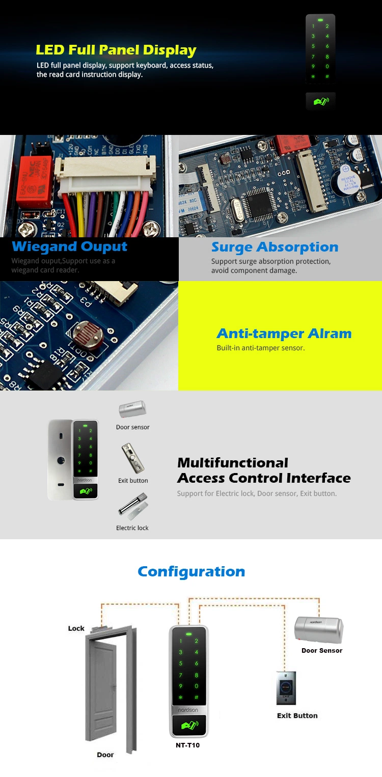 Standalone Metal Shell Touch Screen Weigand Access Control with Management Card